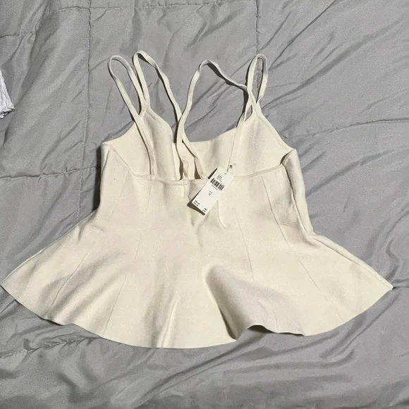 Anthropologie Cream Double-Strap Peplum Cami - Picture 2 of 2